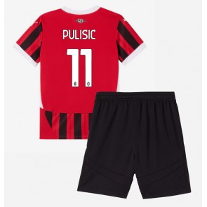 AC Milan Christian Pulisic #11 Dětské Domácí dres komplet 2024-25 Krátký Rukáv (+ trenýrky)